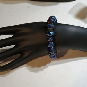 Elegant Blue Stone/Glass Beaded Bracelet